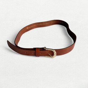 H&M Genuine Leather Brown Belt with Gold Buckle